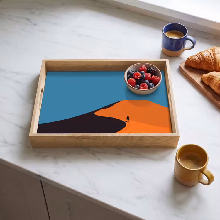 Tablett - Leuchtend orangefarbene Dünen - Schatten - leerer Himmel — 3