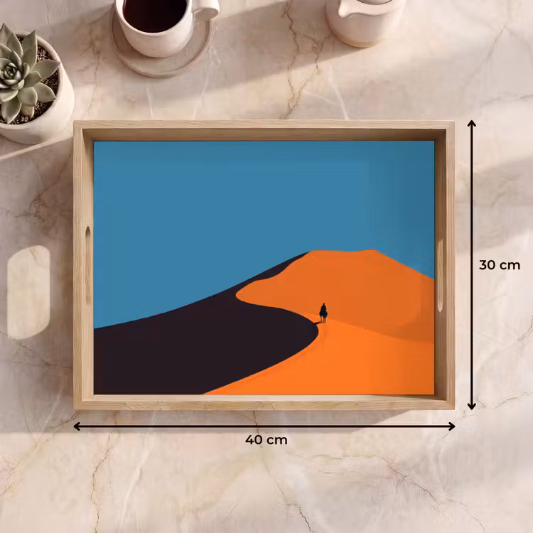 Tablett - Leuchtend orangefarbene Dünen - Schatten - leerer Himmel — 7