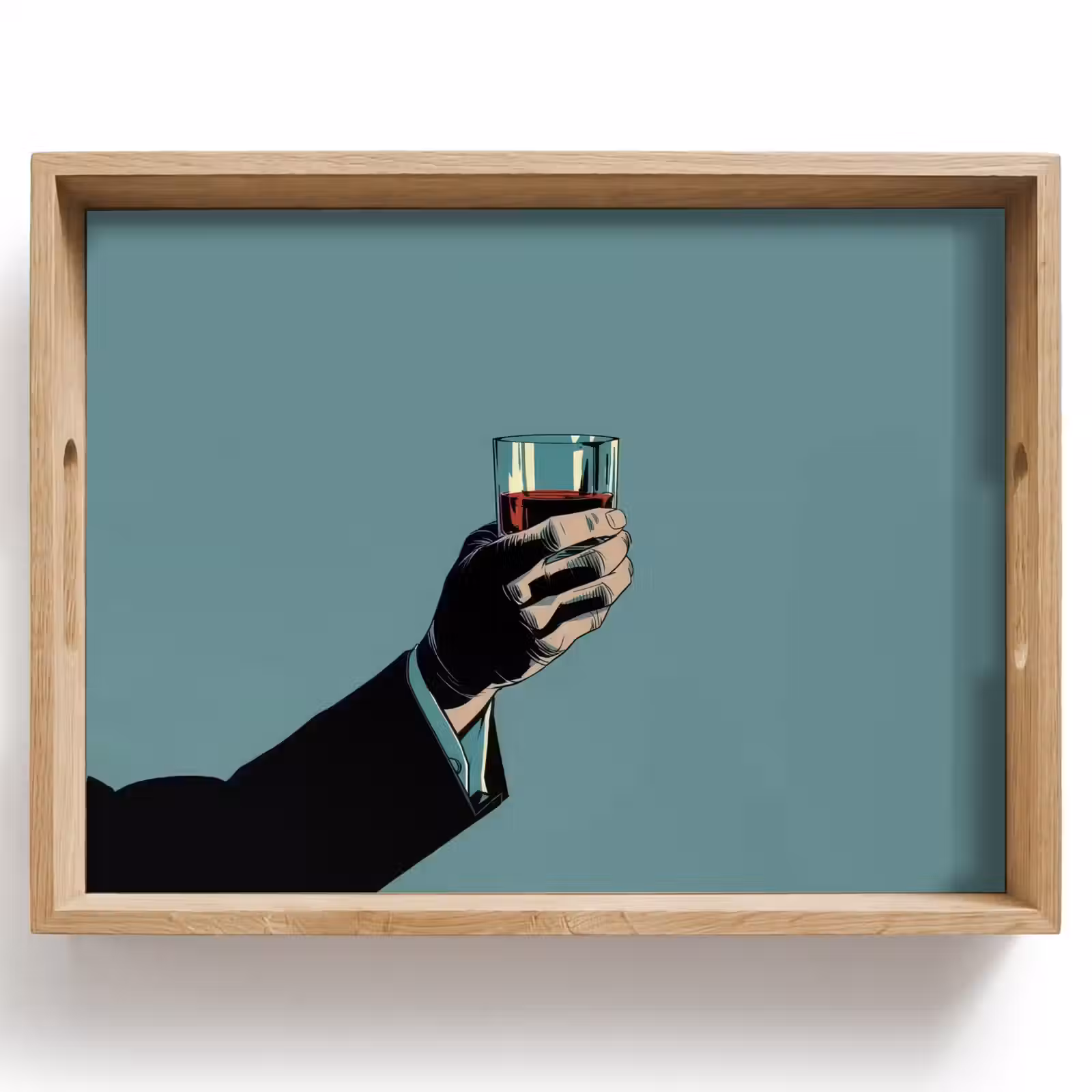 Tablett - Arm - Glas - Anzug - Blau — 1