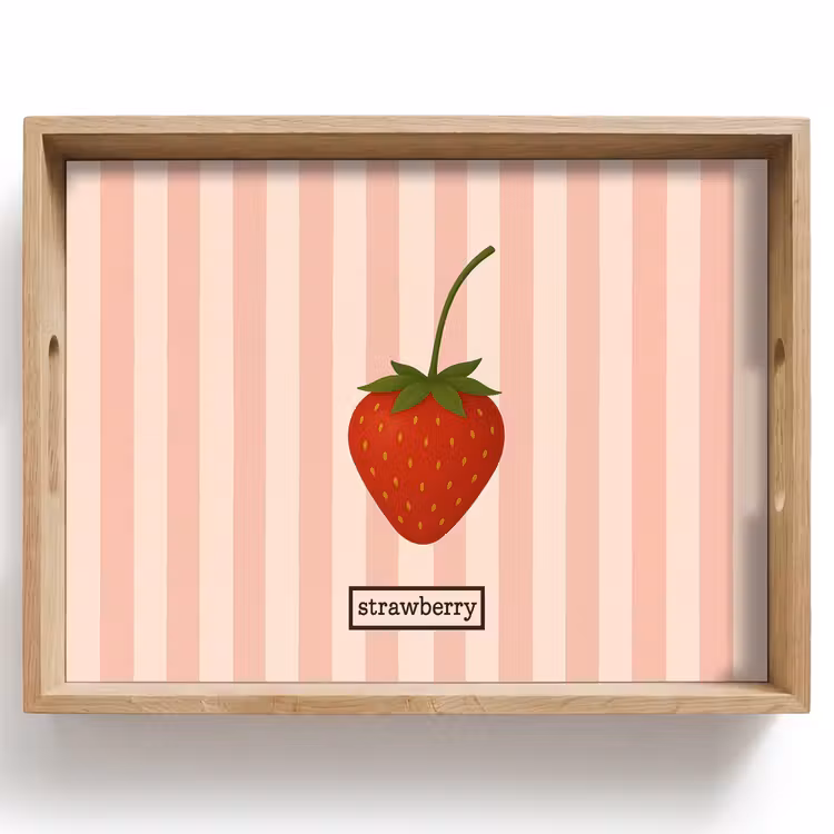 Tablett - Erdbeere - Streifen - Minimalistisch - Rot — 1