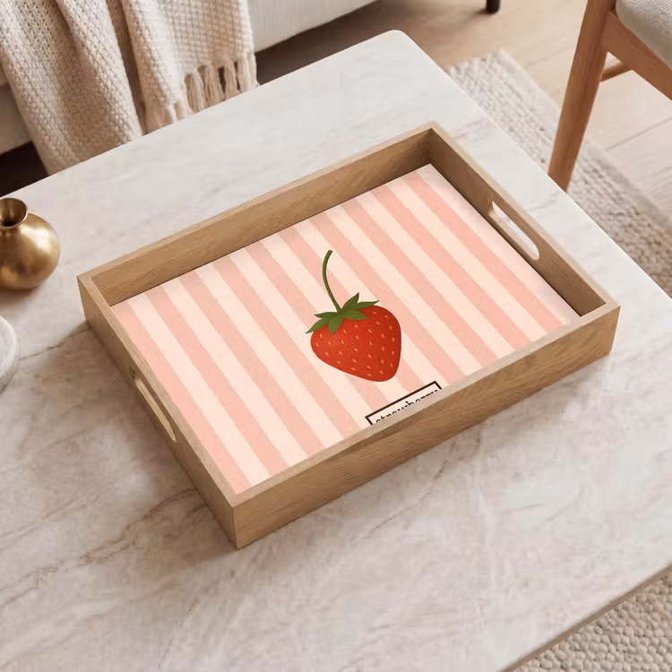 Tablett - Erdbeere - Streifen - Minimalistisch - Rot — 2