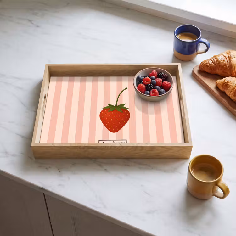 Tablett - Erdbeere - Streifen - Minimalistisch - Rot — 3