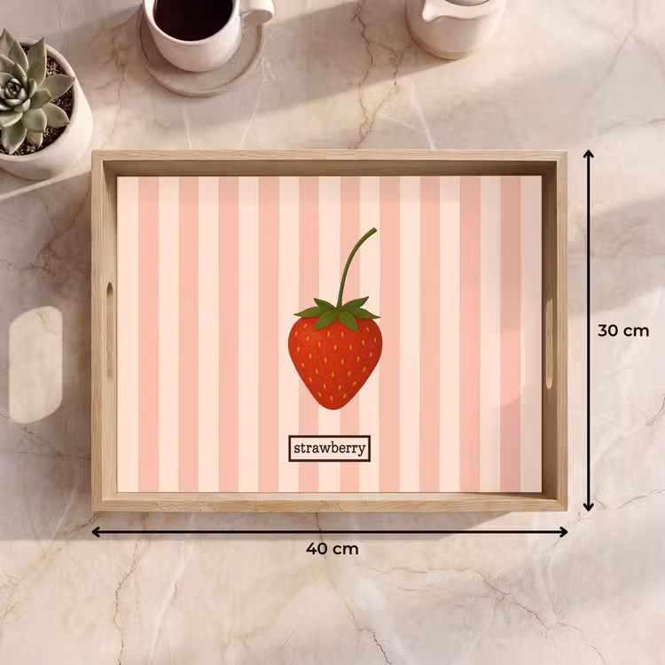 Tablett - Erdbeere - Streifen - Minimalistisch - Rot — 7