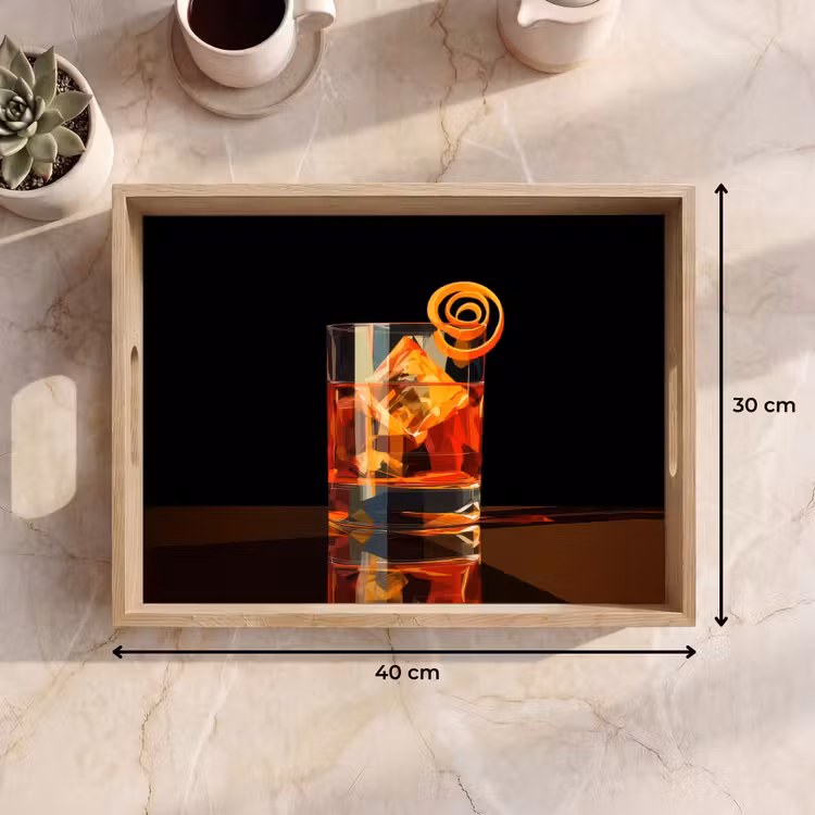 Tablett - Glas - Eiswürfel - Trinken - Braun — 7