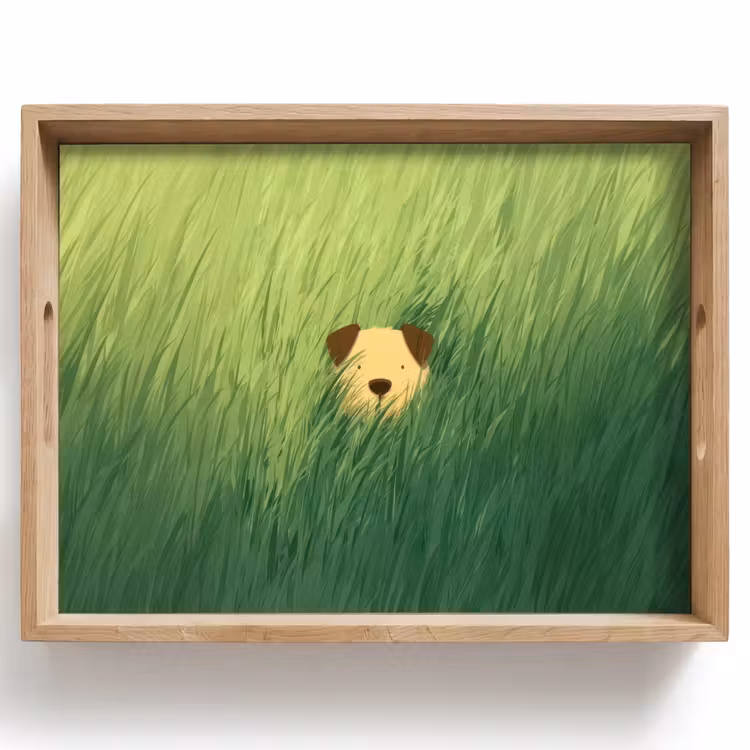 Tablett - Hund - Gras - Ohren - Braun — 1