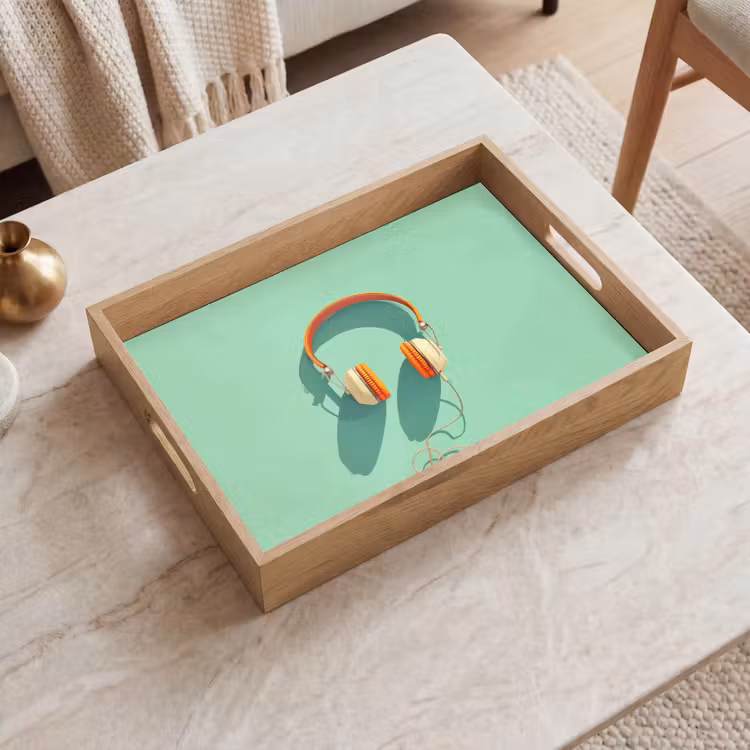 Tablett - Kopfhörer - Orange - Kabel - Minimalistisch — 2