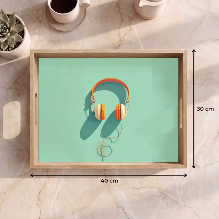 Tablett - Kopfhörer - Orange - Kabel - Minimalistisch — 7