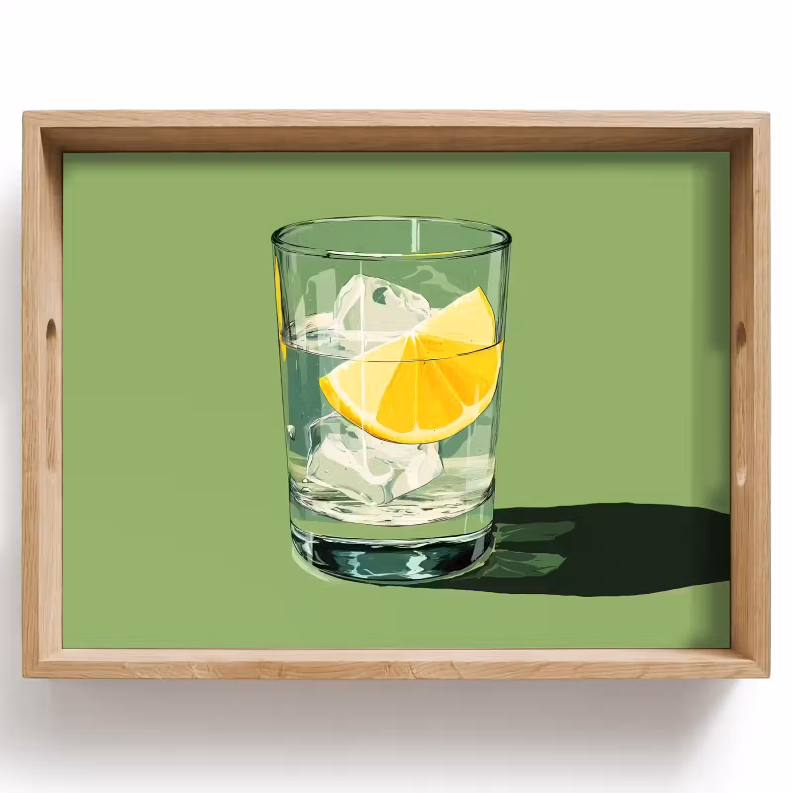 Tablett - Glas - Zitrone - Eiswürfel - Grün — 1