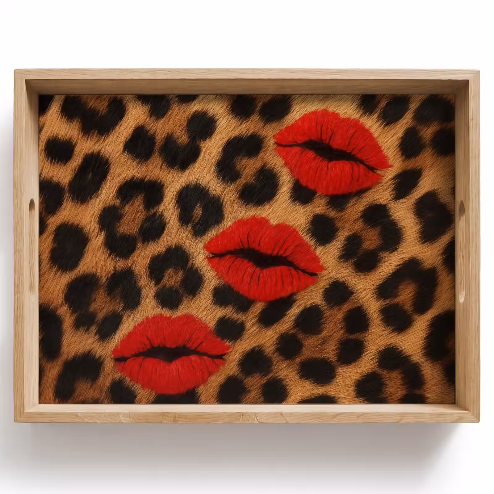 Tablett - Lippen - Drei - Rot - Pantherdruck — 1