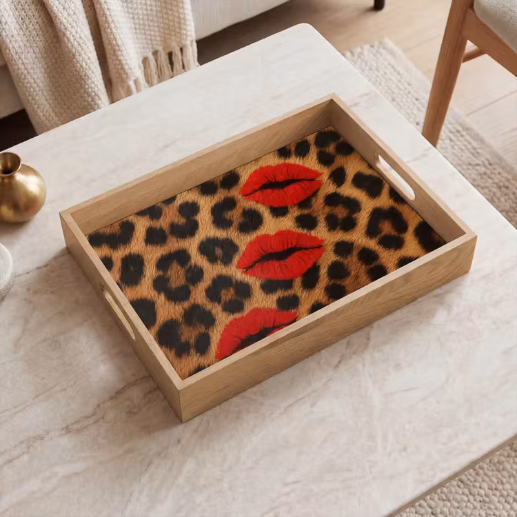 Tablett - Lippen - Drei - Rot - Pantherdruck — 2