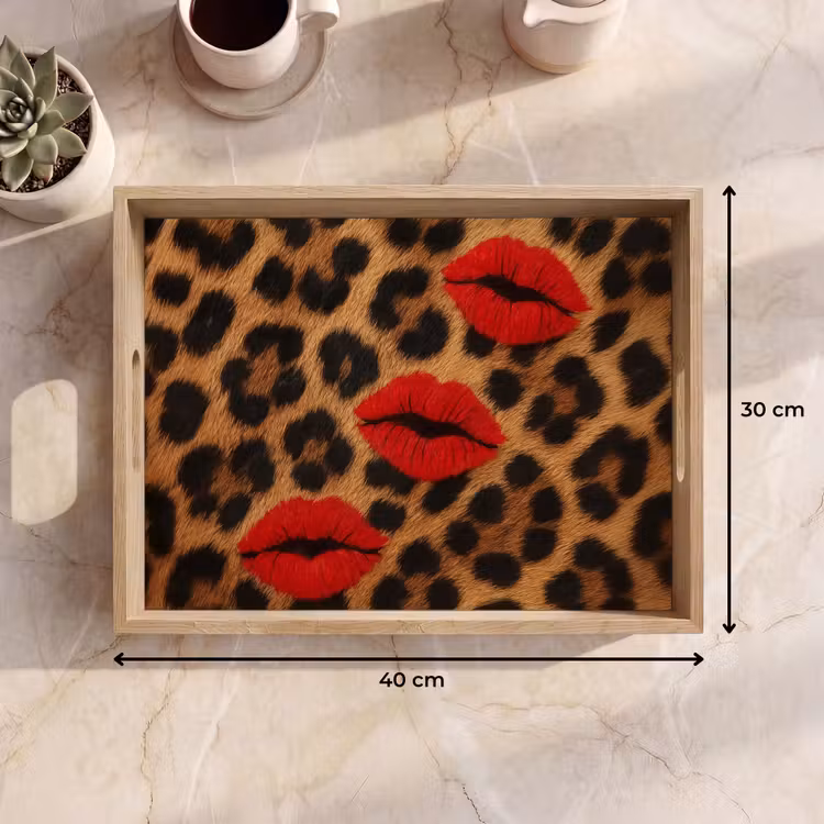 Tablett - Lippen - Drei - Rot - Pantherdruck — 7