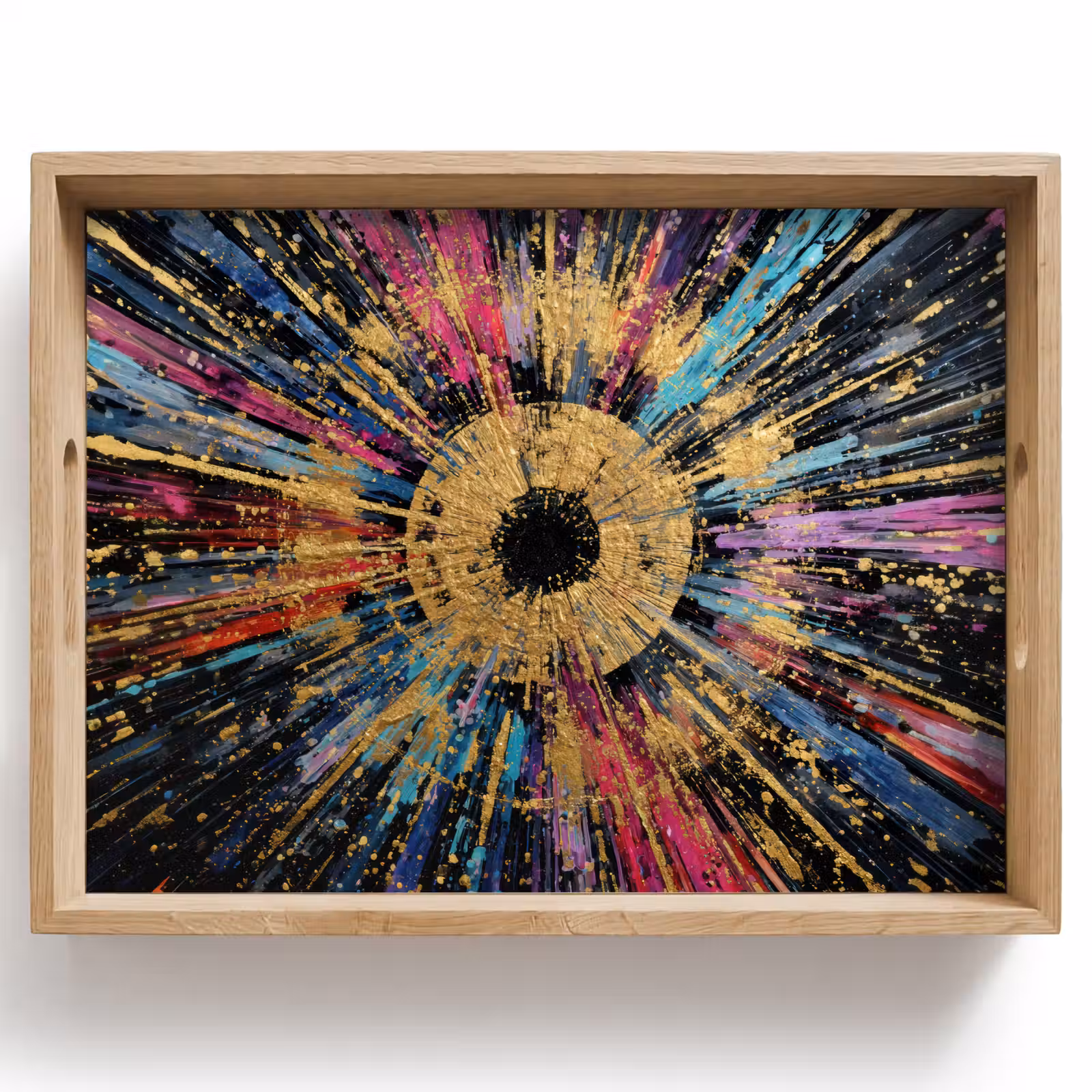 Tablett - Explosion - Gold - Bunt - Abstrakt — 1