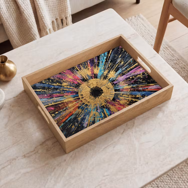Tablett - Explosion - Gold - Bunt - Abstrakt — 2