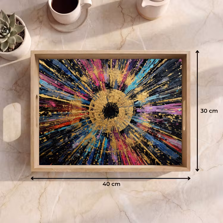 Tablett - Explosion - Gold - Bunt - Abstrakt — 7