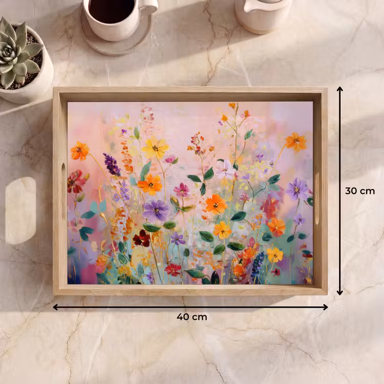Tablett - Gemälde - Blumen - Abstrakt - Farbenfroh — 7