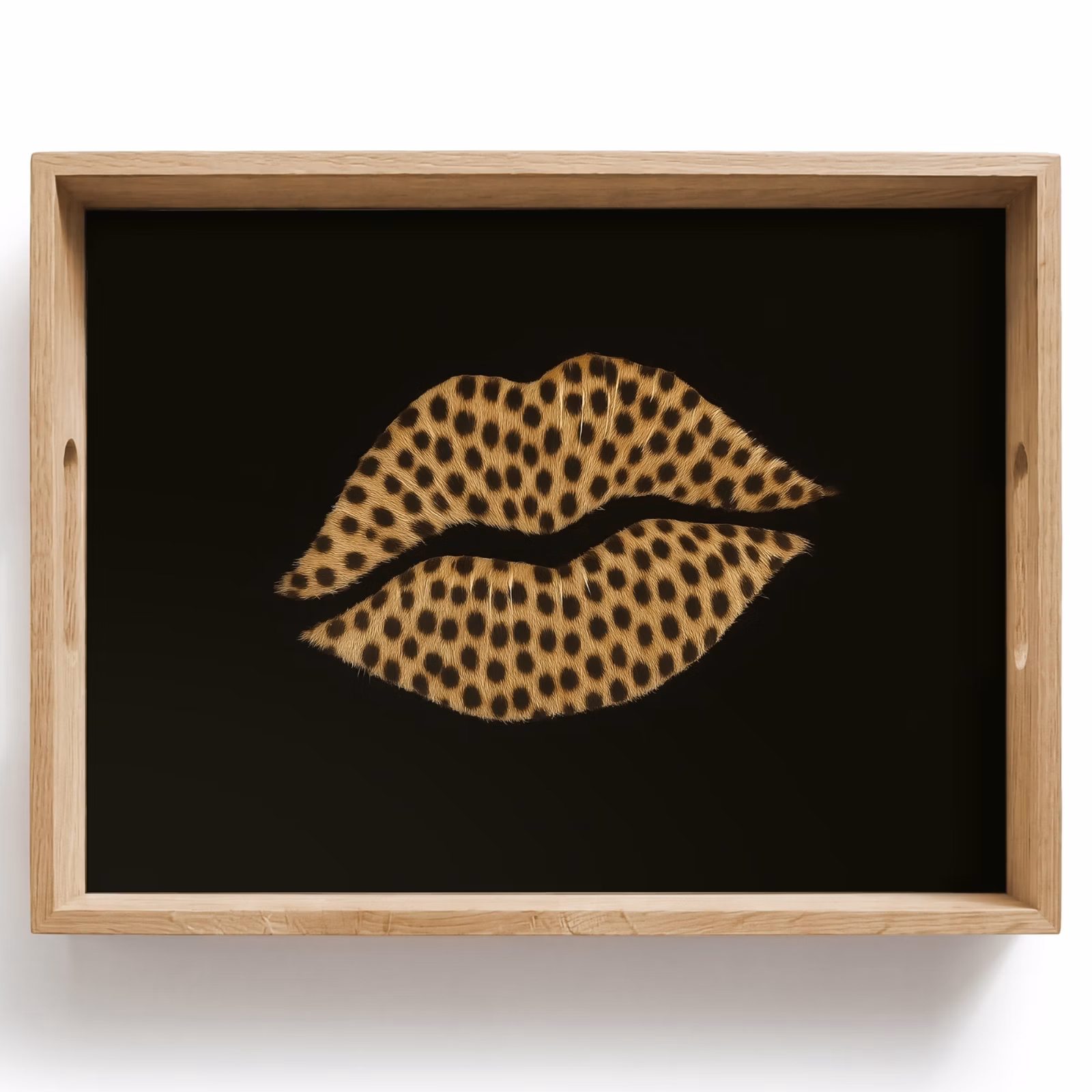 Tablett - Lippen - Schwarz - Pantherdruck — 1