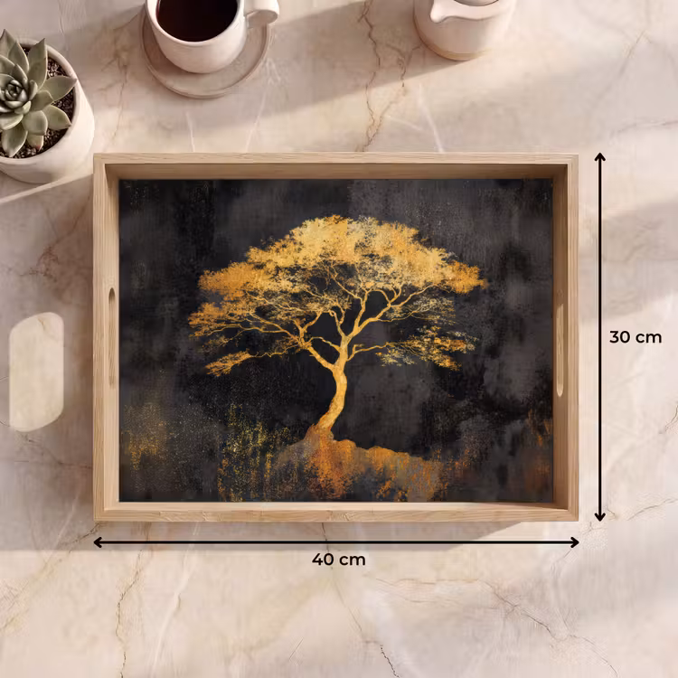 Tablett - Baum - Gemälde - Gold - Abstrakt — 7