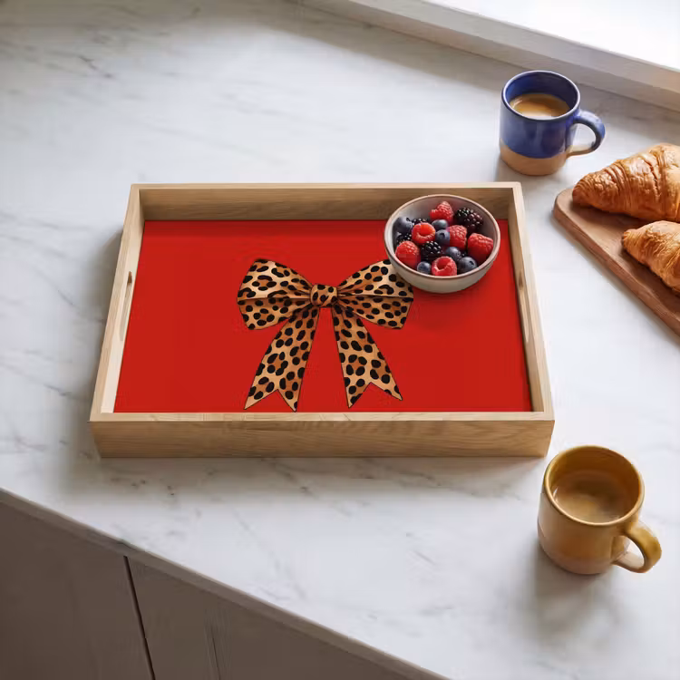 Tablett - Fliege - Verschnörkelt - Panther - Rot — 3