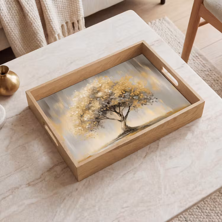 Tablett - Gemälde - Baum - Abstrakt - Blätter — 2
