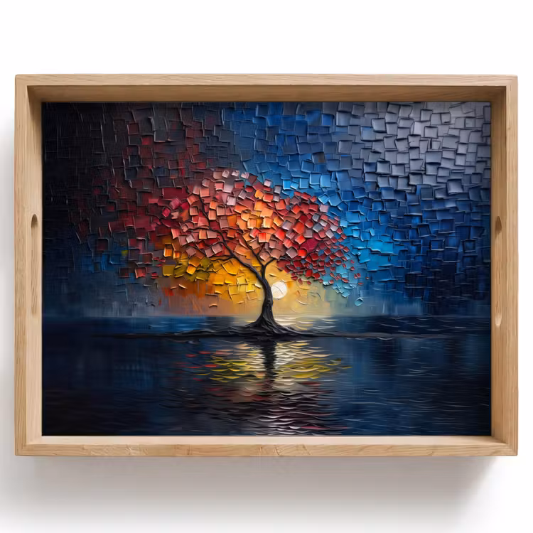 Tablett - Baum - Blau - Blätter - Boxen — 1