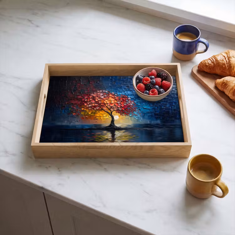 Tablett - Baum - Blau - Blätter - Boxen — 3