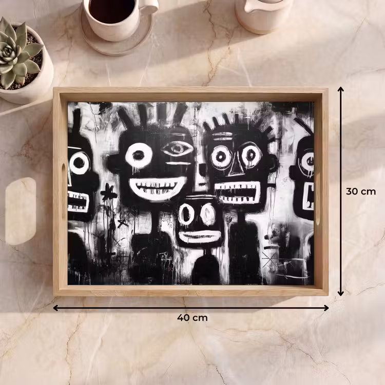 Tablett - Malerei - Figuren - Schwarz - Abstrakt — 7