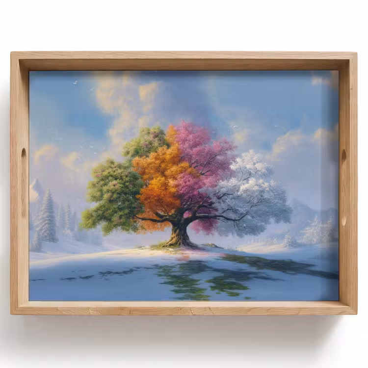 Tablett - Baum - Jahreszeiten - Winter - Landschaft — 1
