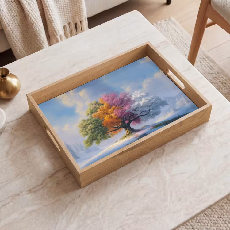 Tablett - Baum - Jahreszeiten - Winter - Landschaft — 2