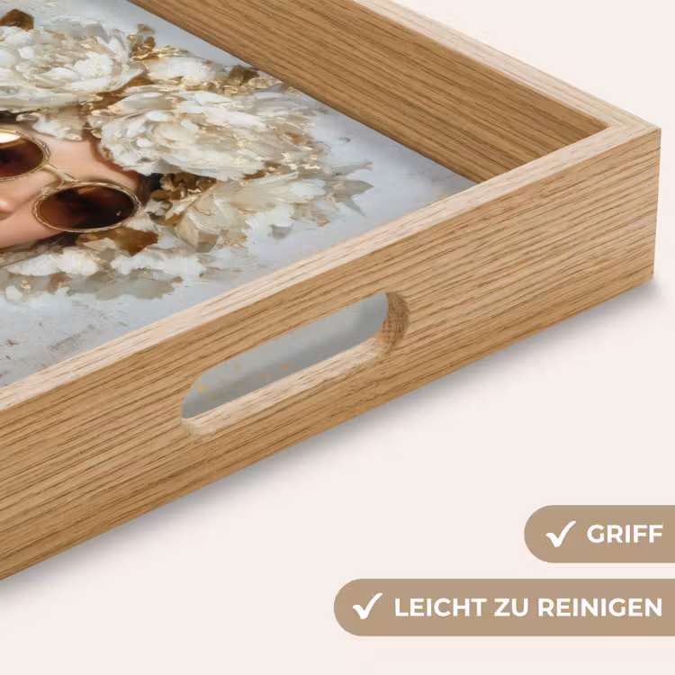 Tablett - Gemälde - Frau - Sonnenbrille - Blumenkranz — 8
