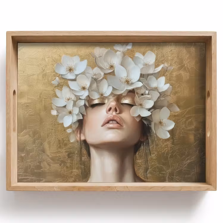 Tablett - Gesicht - Blumen - Gold - Abstrakt — 1