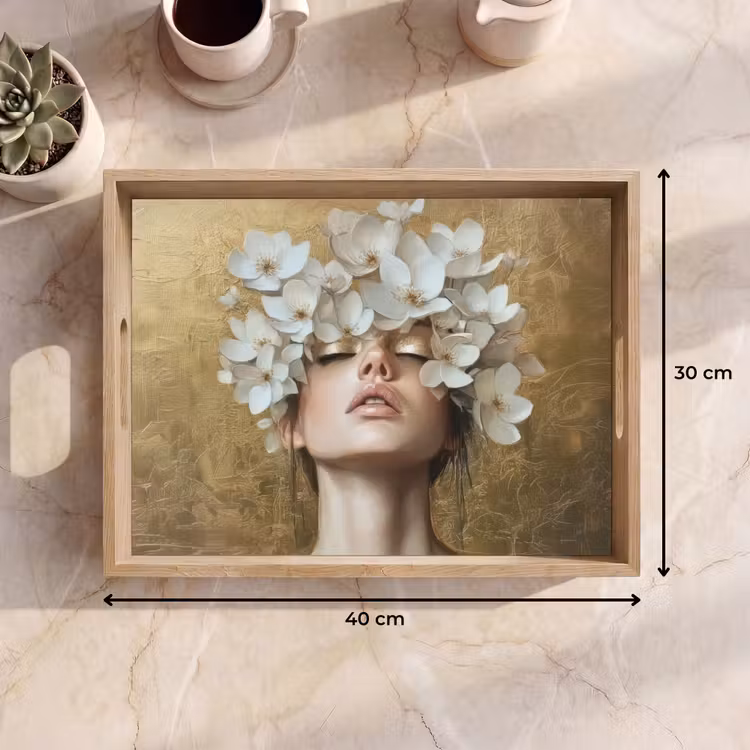 Tablett - Gesicht - Blumen - Gold - Abstrakt — 7
