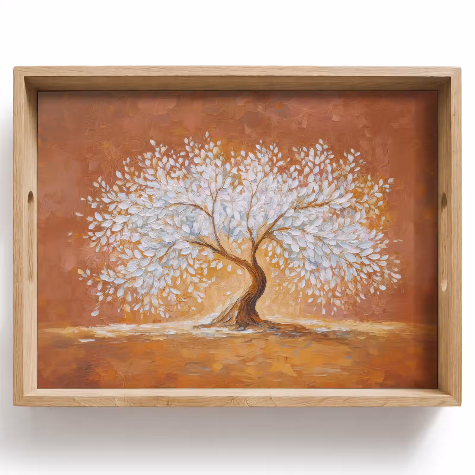 Tablett - Abstrakt - Baum - Weiß - Blätter — 1