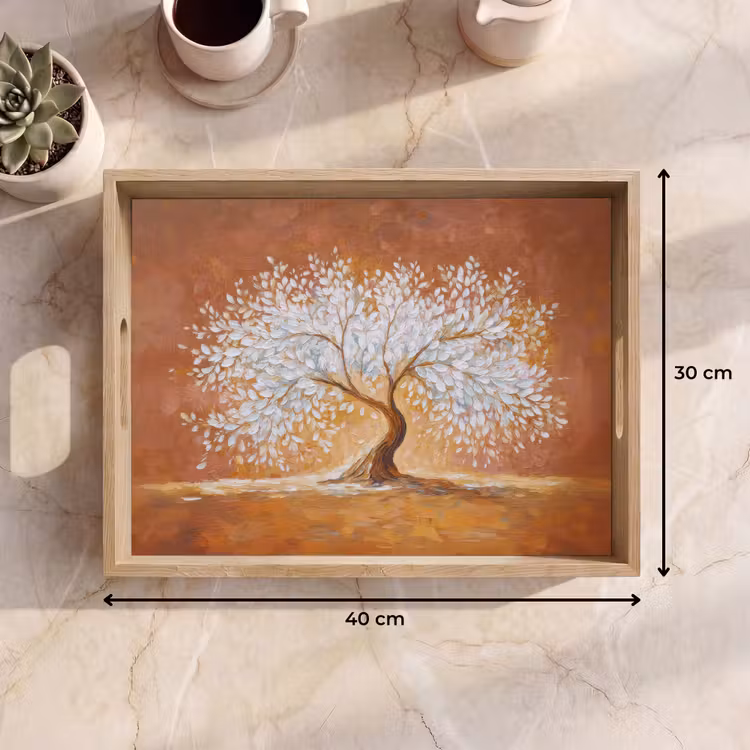 Tablett - Abstrakt - Baum - Weiß - Blätter — 7