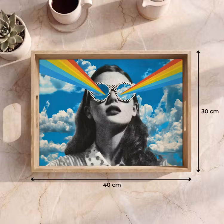 Tablett - Frau - Brille - Regenbogen - Wolken — 7