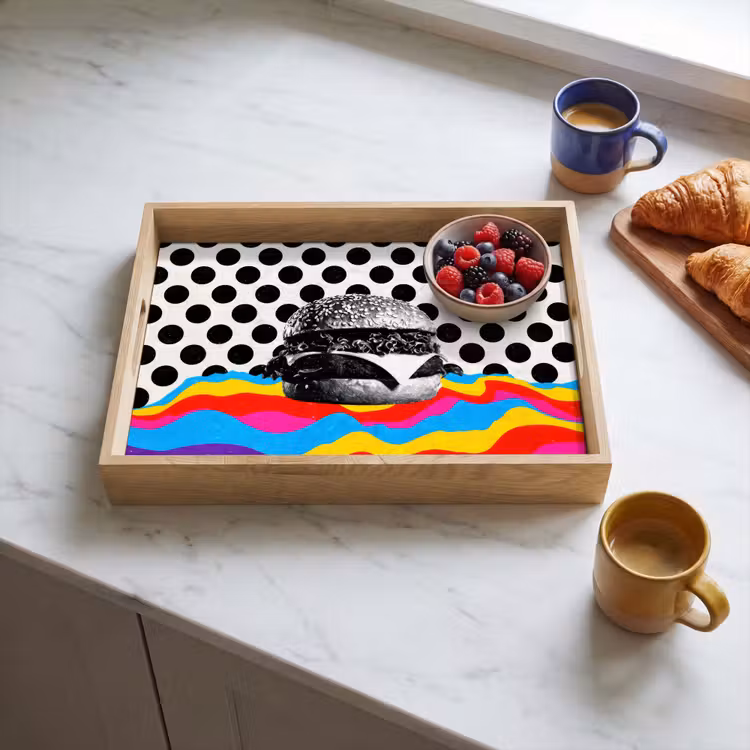 Tablett - Hamburger - Punkte - Wellen - Farben — 3