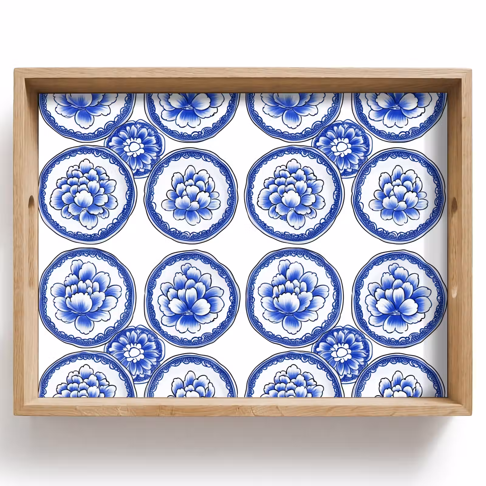Tablett - Kreise - Blumen - Blau — 1