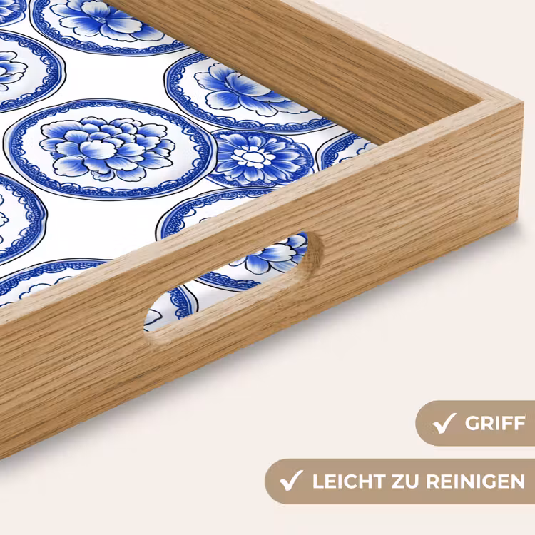 Tablett - Kreise - Blumen - Blau — 8