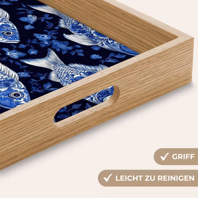 Tablett - Fische - Blumen - Blau — 8