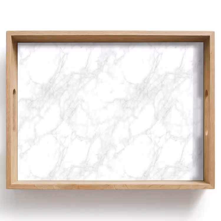 Tablett - Minimalistisch - Weiß - Graue Adern — 1