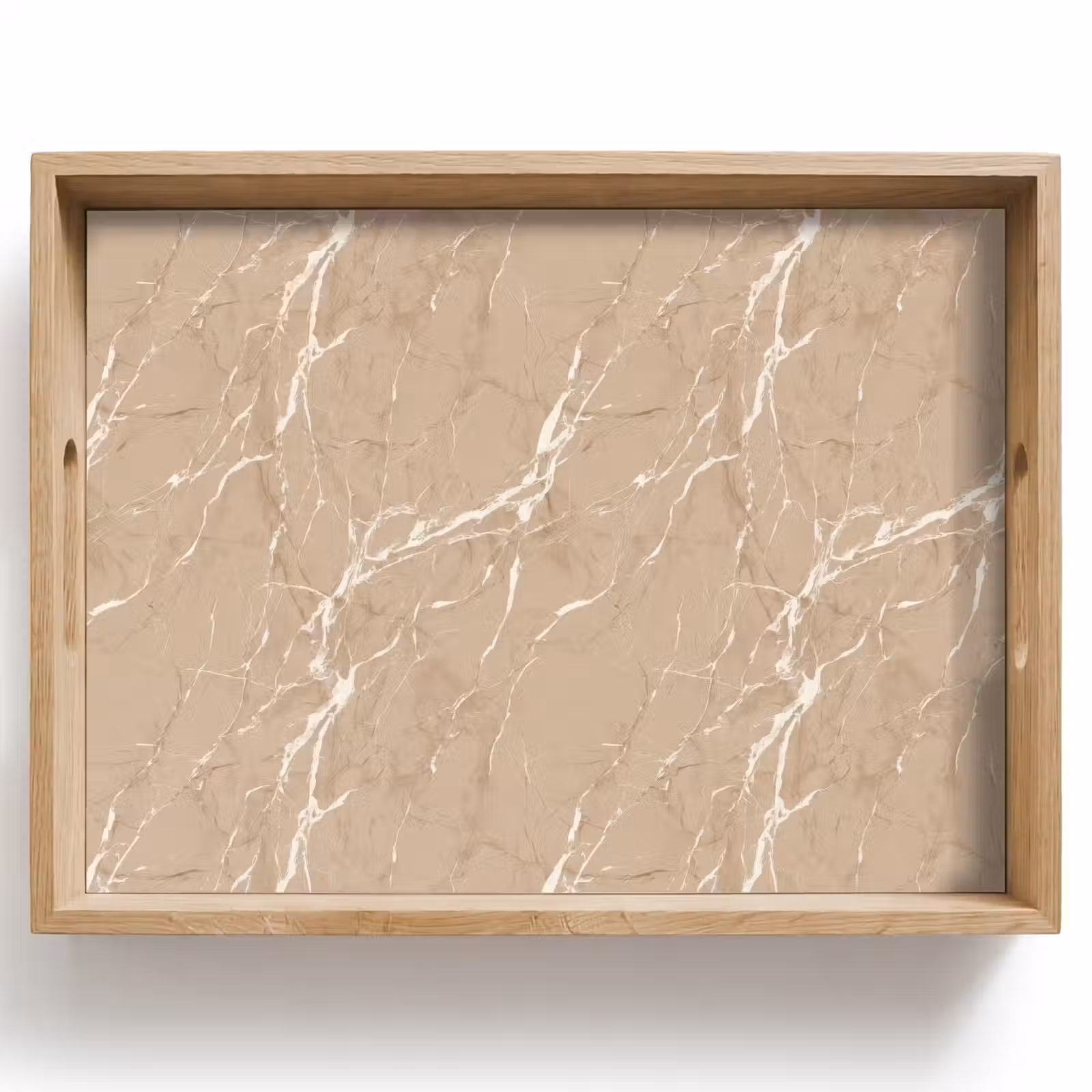 Tablett - Beige - Marmor - Organisch - Weiß — 1