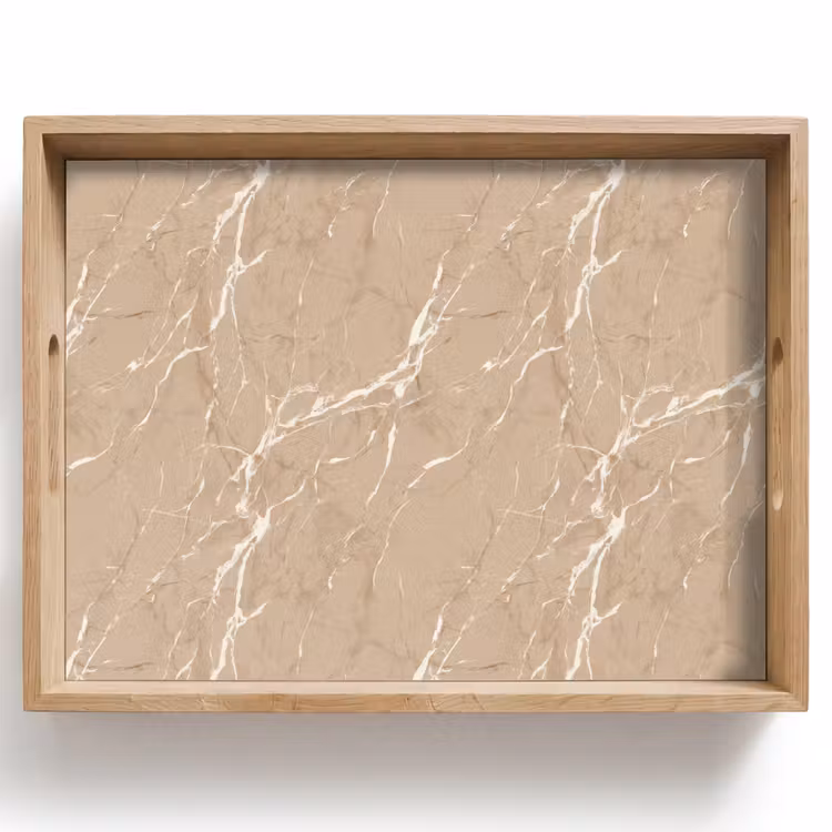 Tablett - Beige - Marmor - Organisch - Weiß — 1