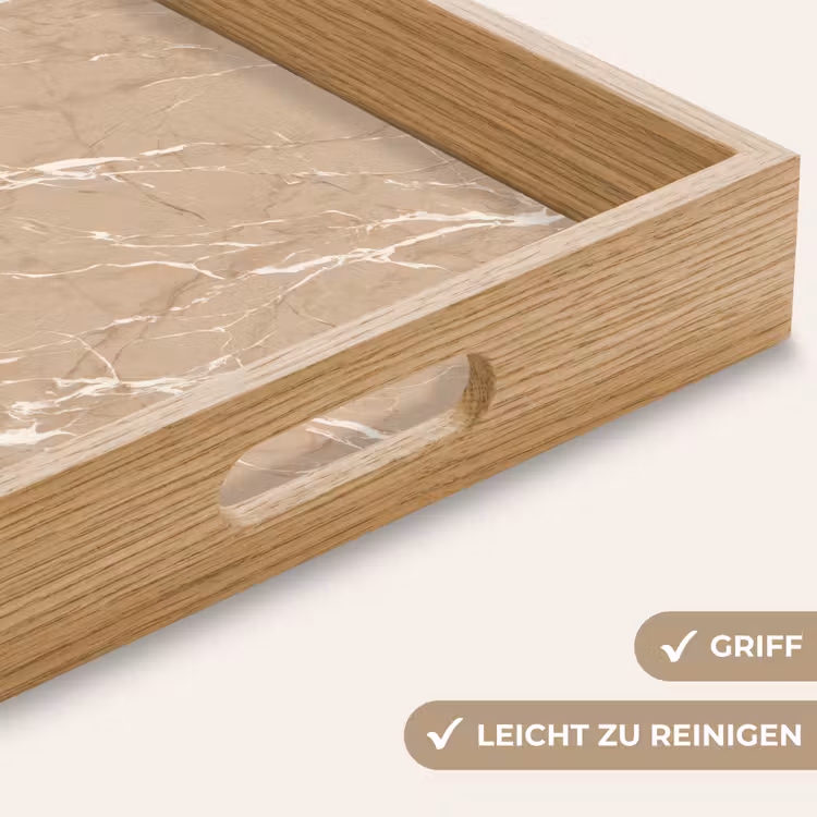 Tablett - Beige - Marmor - Organisch - Weiß — 8