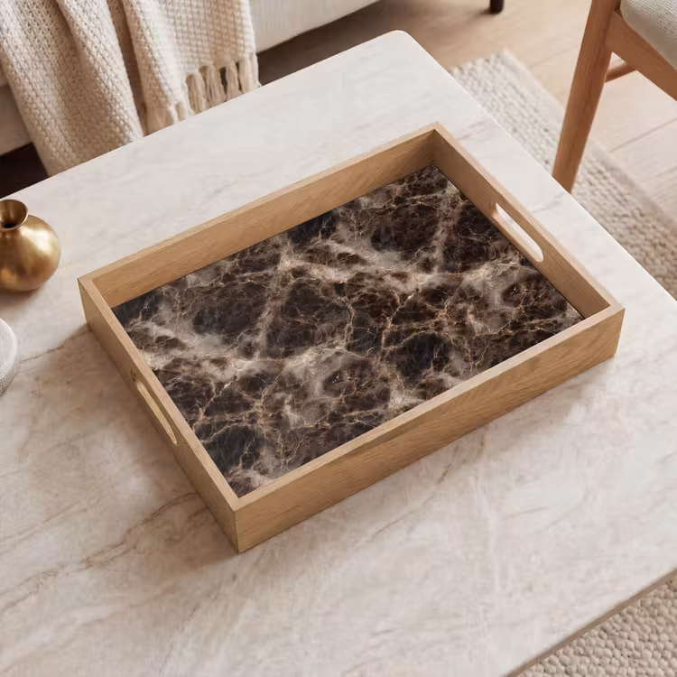 Tablett - Braun - Gold - Marmor — 2