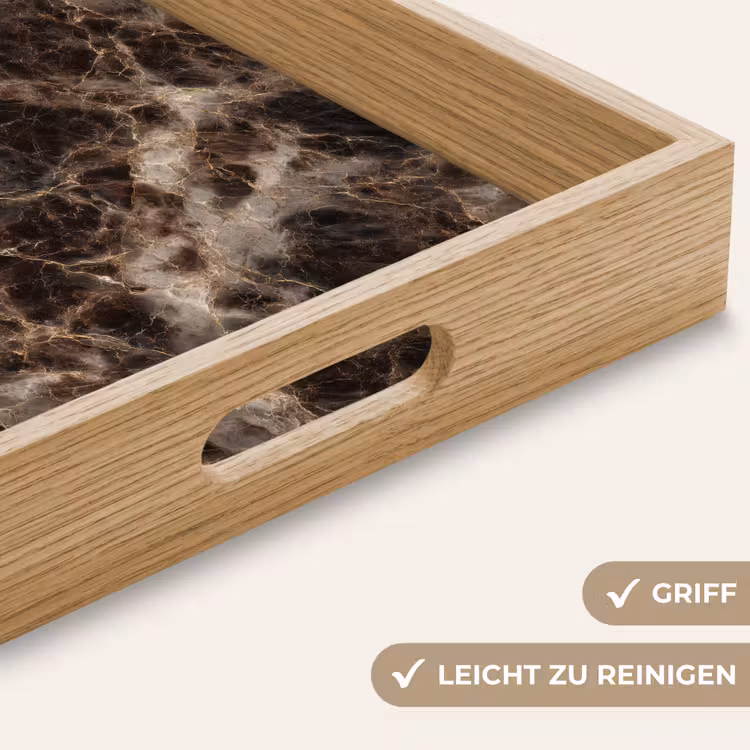 Tablett - Braun - Gold - Marmor — 8