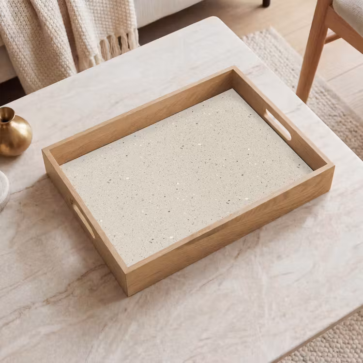 Tablett - Hellbeige - Terrazzo - Grau — 2