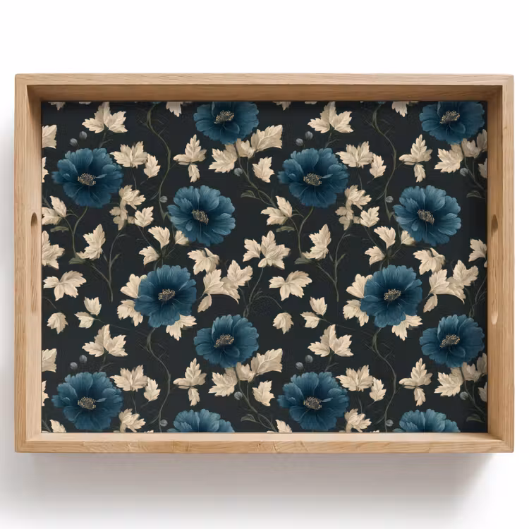 Tablett - Botanisch - Blumen - Blau — 1