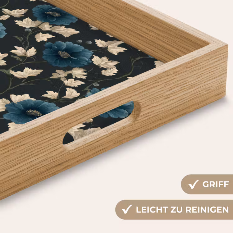 Tablett - Botanisch - Blumen - Blau — 8