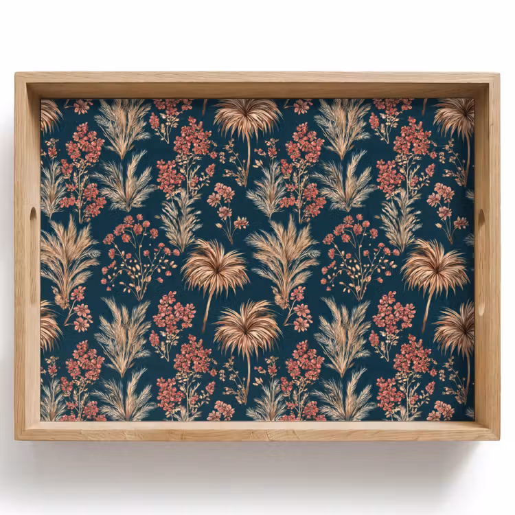 Tablett - Botanisch - Muster - Blau — 1