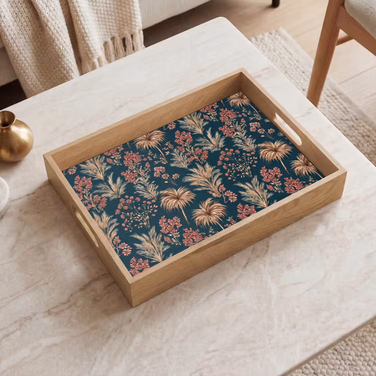 Tablett - Botanisch - Muster - Blau — 2