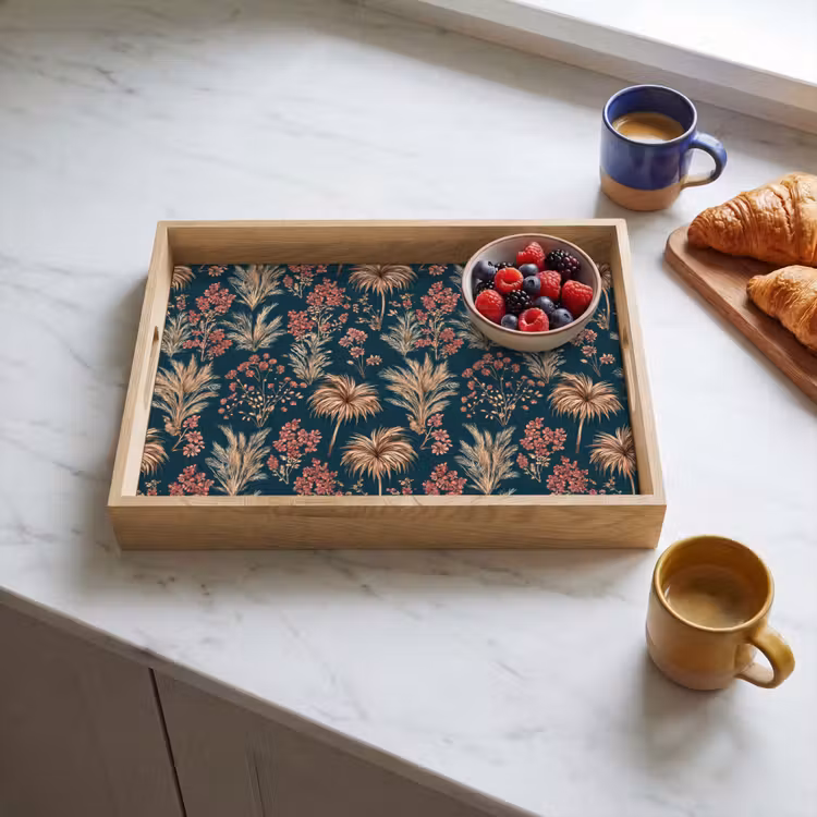 Tablett - Botanisch - Muster - Blau — 3